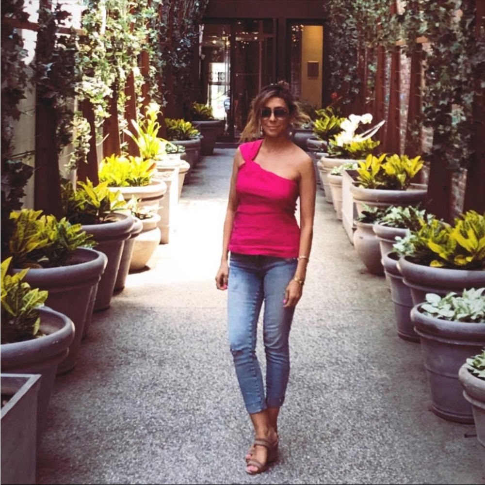 Zara Pink One-Shoulder Top